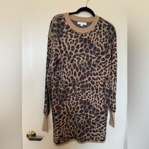 Spiritual Gangster Long Sleeve Animal Print Cotton Cashmere Sweater Dress Small